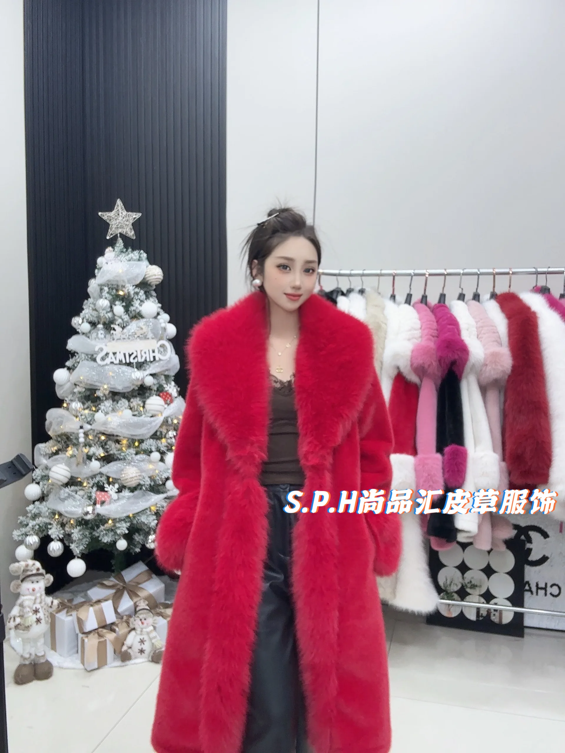 Fox Fur Long Placket Thickened Faux Fur Coat for Women Winter New Ladies Fashion with Big Fur Collar Slimming Marten Overcoats