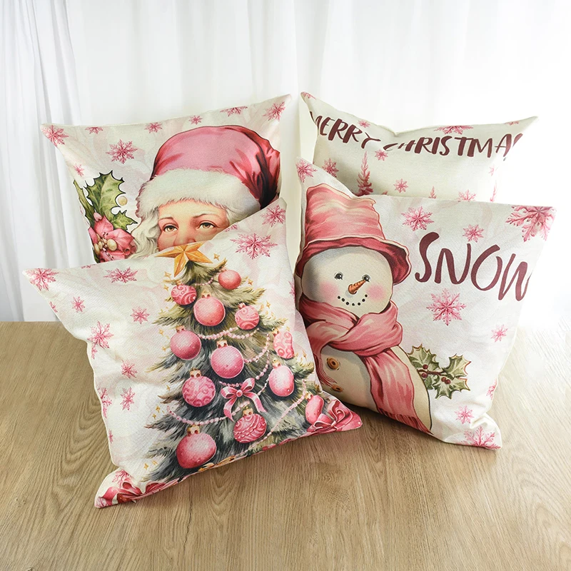 

45x45cm Merry Christmas Cushion Cover Sofa Home Decorative Pillow Case Santa Snowman Pillow Cover Pillowcase Noel New Year Gift
