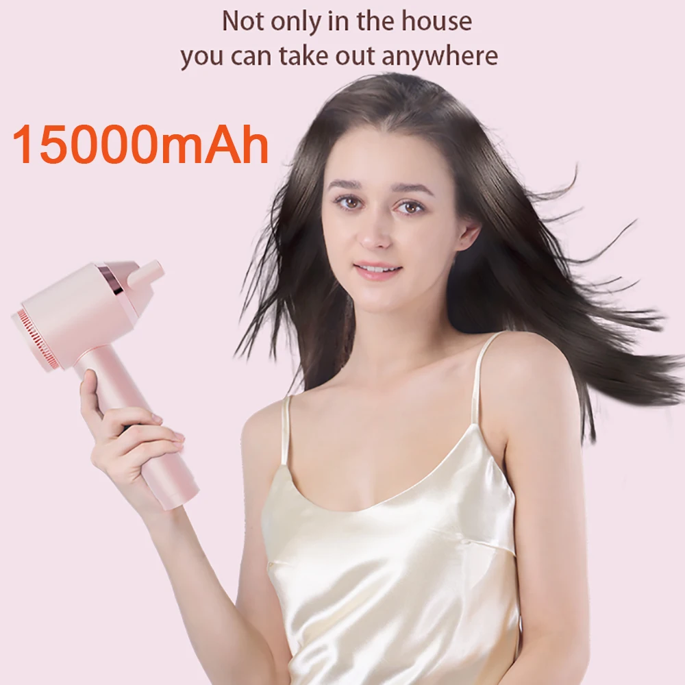 New Cordless Hair Dryer Touch Screen Control Portable for Travel Home Wireless Blower 15000mAh 300W Hot and Cool Air Strong Wind 6