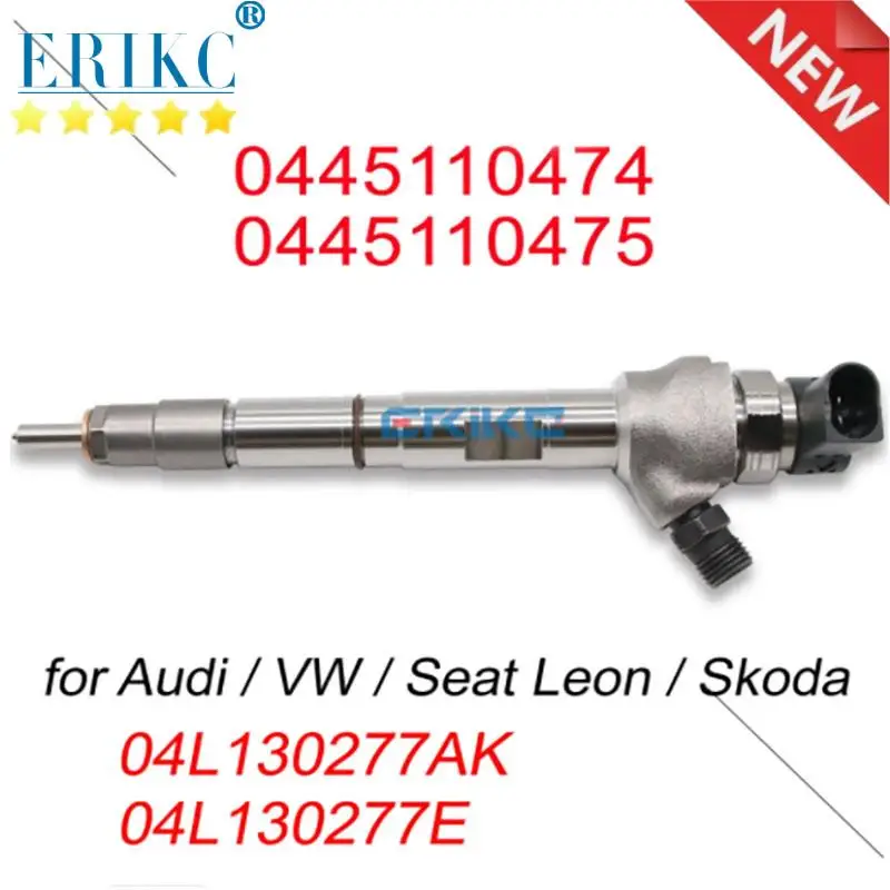 

0445110474 Common Rail Injector 0445110475 Diesel Oil Injection Assy 0 445 110 474 for Bosch Audi VW Seat Leon Skoda 04L130277AK