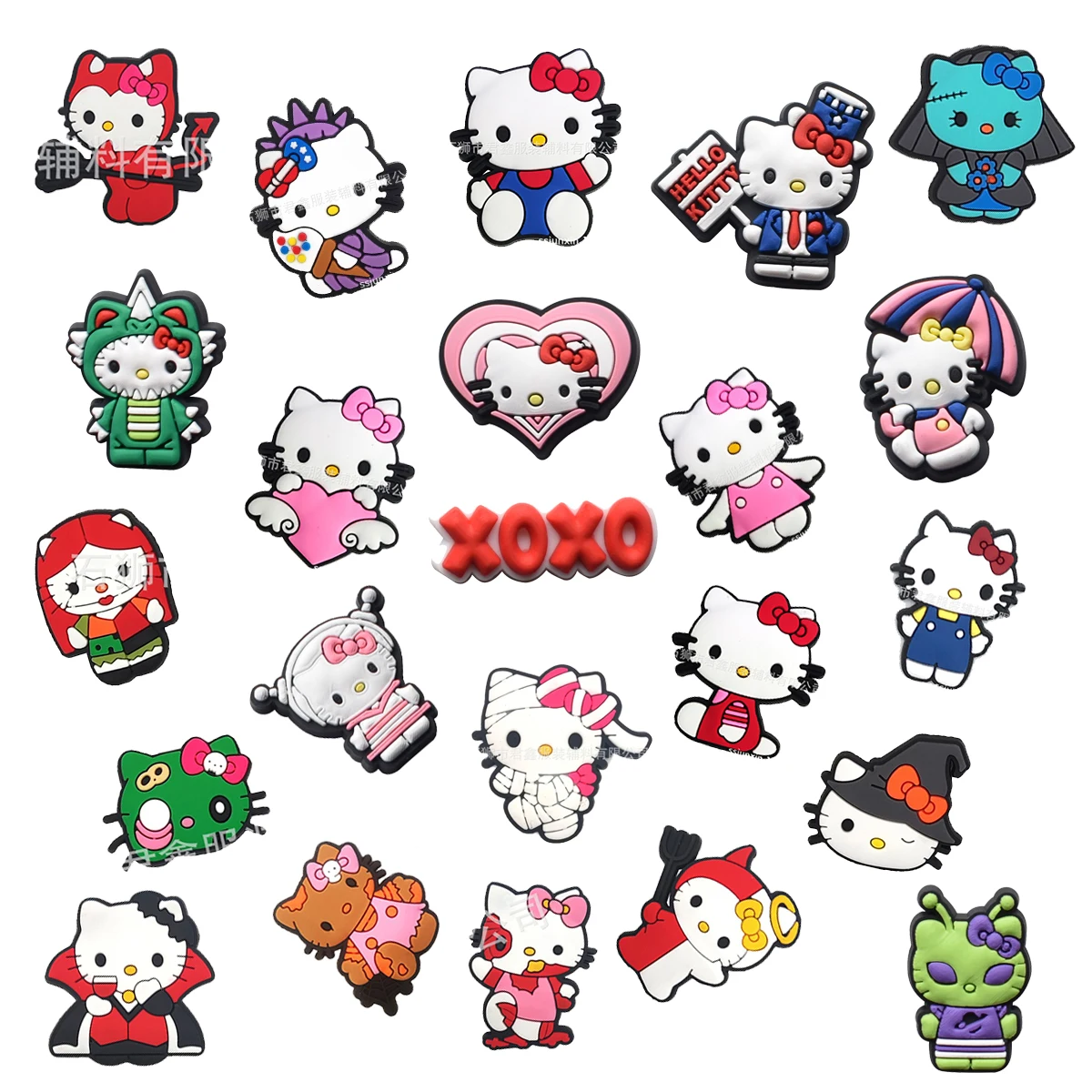 New Single Sale 1pcs Hello Kitty PVC Shoe Buckle Croc Charm Accessories Wholesale Cartoons DIY Decorations Kids X-mas Gifts