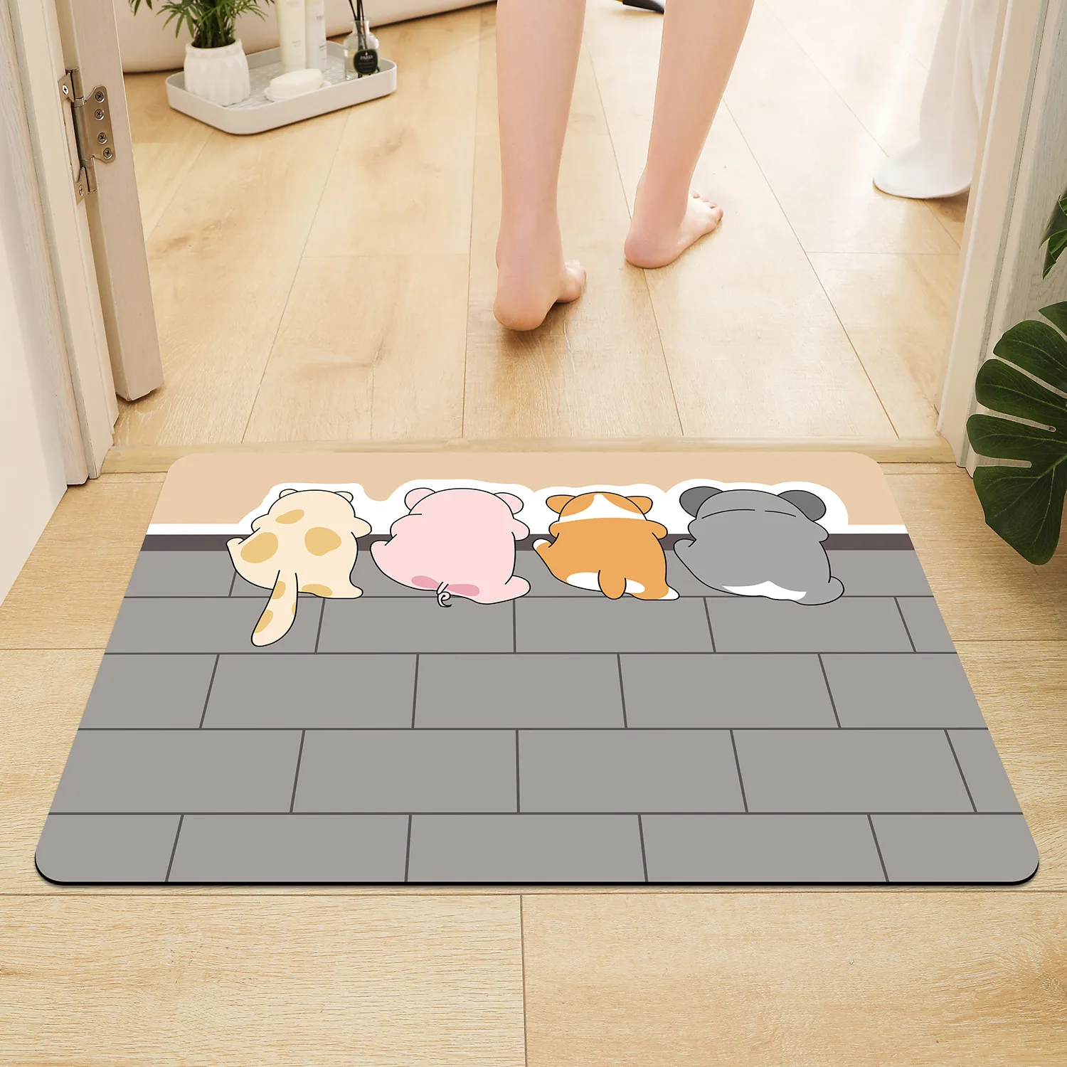 Floor Mat Cartoon Bathroom Soft Diatomaceous Mud Floor Mat Bathroom Absorbent Foot Mat Toilet Sink Bedroom Carpet