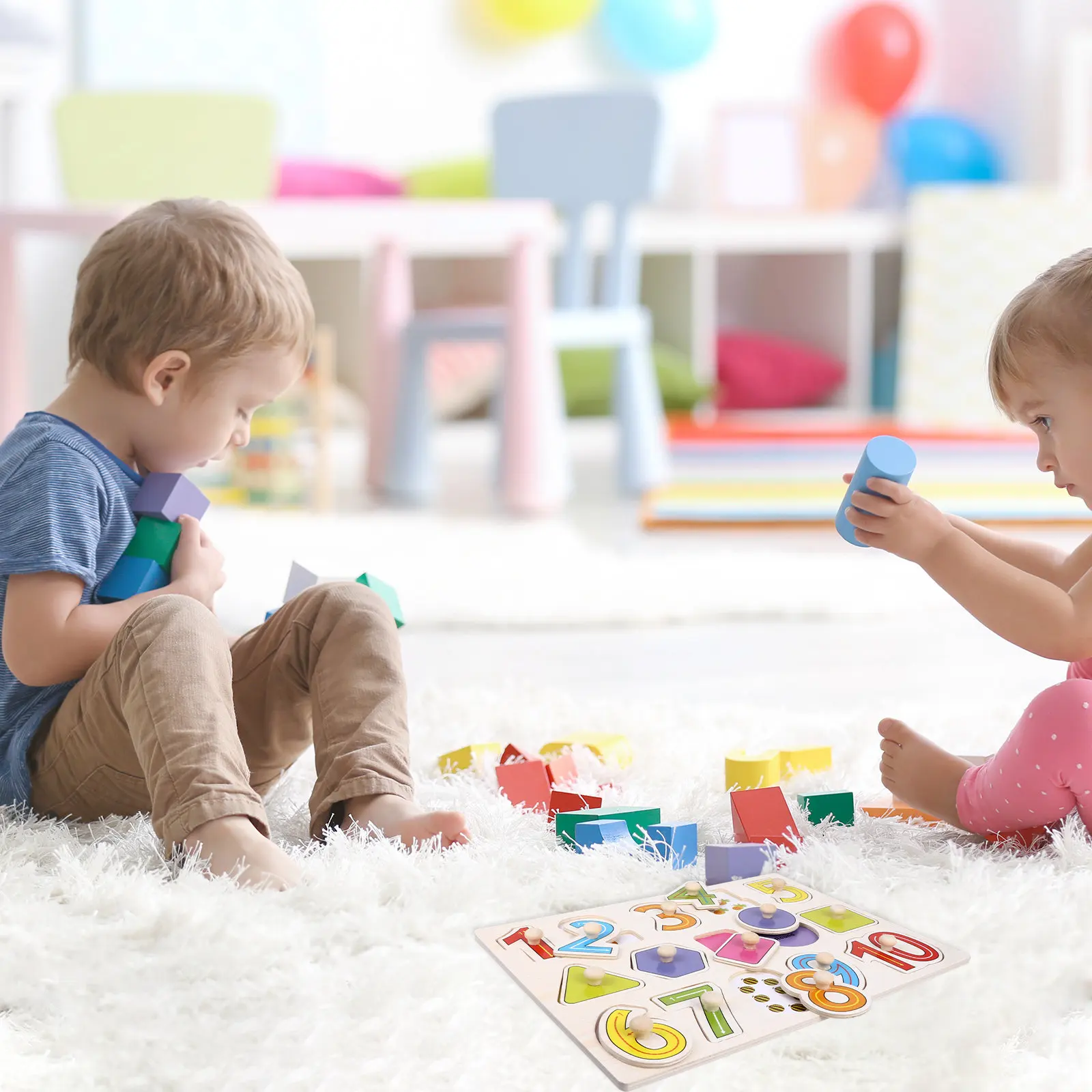 1세트 나무 숫자 퍼즐 교육용 직소 퍼즐 어린이 발달 및 재미있는 활동을 위한 창의적인 학습용 장난감