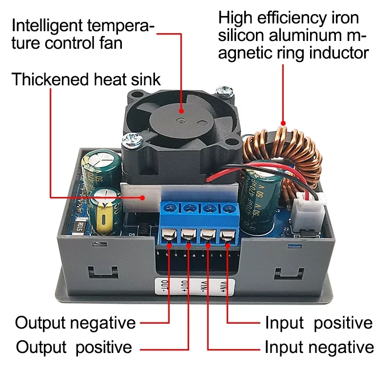 ZK-5X DC regolazione automatica della tensione 5A Max alimentatore da laboratorio regolato regolabile 0.6-36V 80W DC DC Buck Boost Converter  13