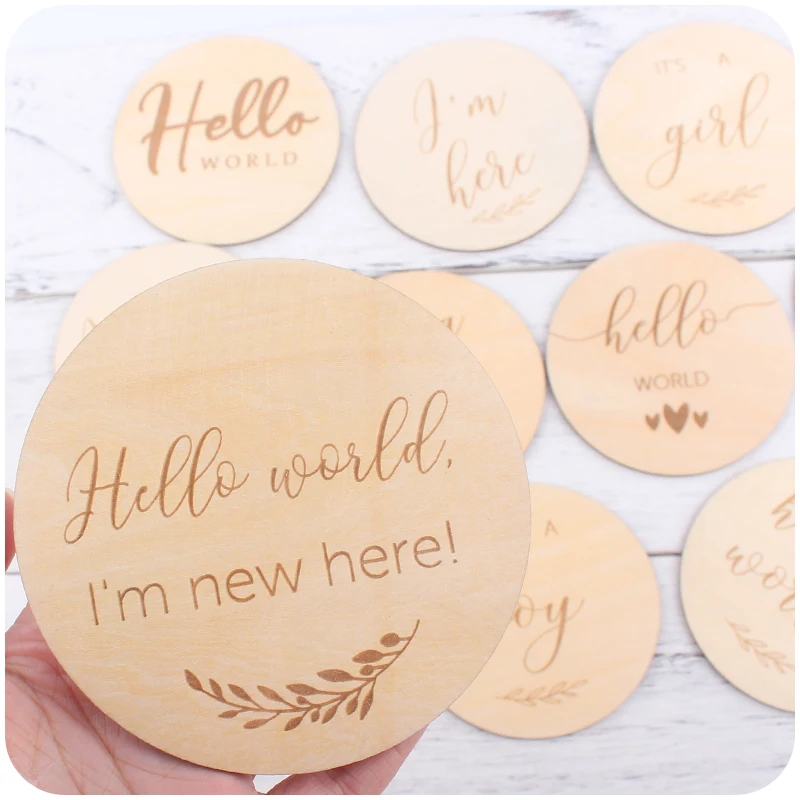 1pcs Newborn Milestone Card Wooden Commemorative Baby Birth Monthly Recording Cards Infant Photography Props cheap newborn photography near me Baby Souvenirs