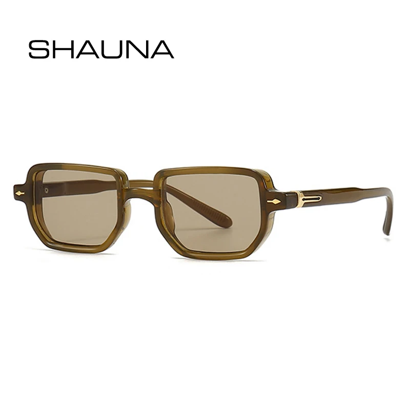 SHAUNA Ins Popular Fashion Rectangle Sunglasses Women Shades UV400 Retro Gradient Men Square Trending Rivets Sun Glasses_voghion.com