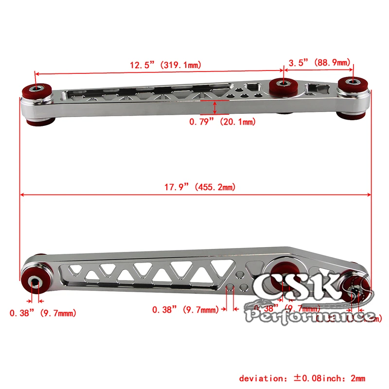 Rear Lower Control Arm +Subframe Brace For 1996-2000 Honda Civic EK EJ