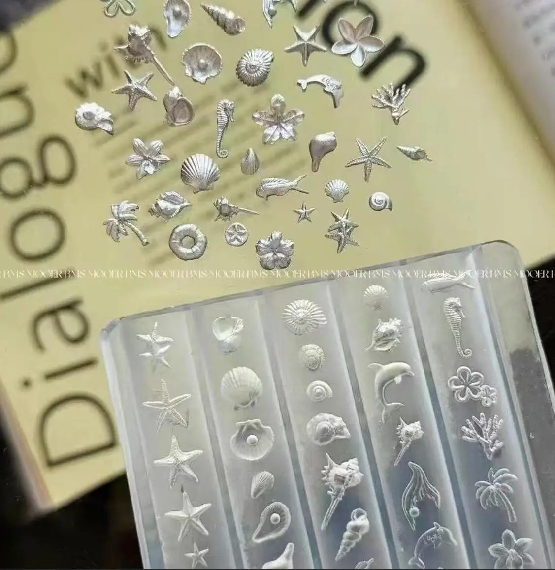 1개 해양 시리즈 조개 불가사리 3D 아크릴 몰드 바다 여름 네일 아트 장식 DIY 실리콘 네일 템플릿 네일 아트 몰드