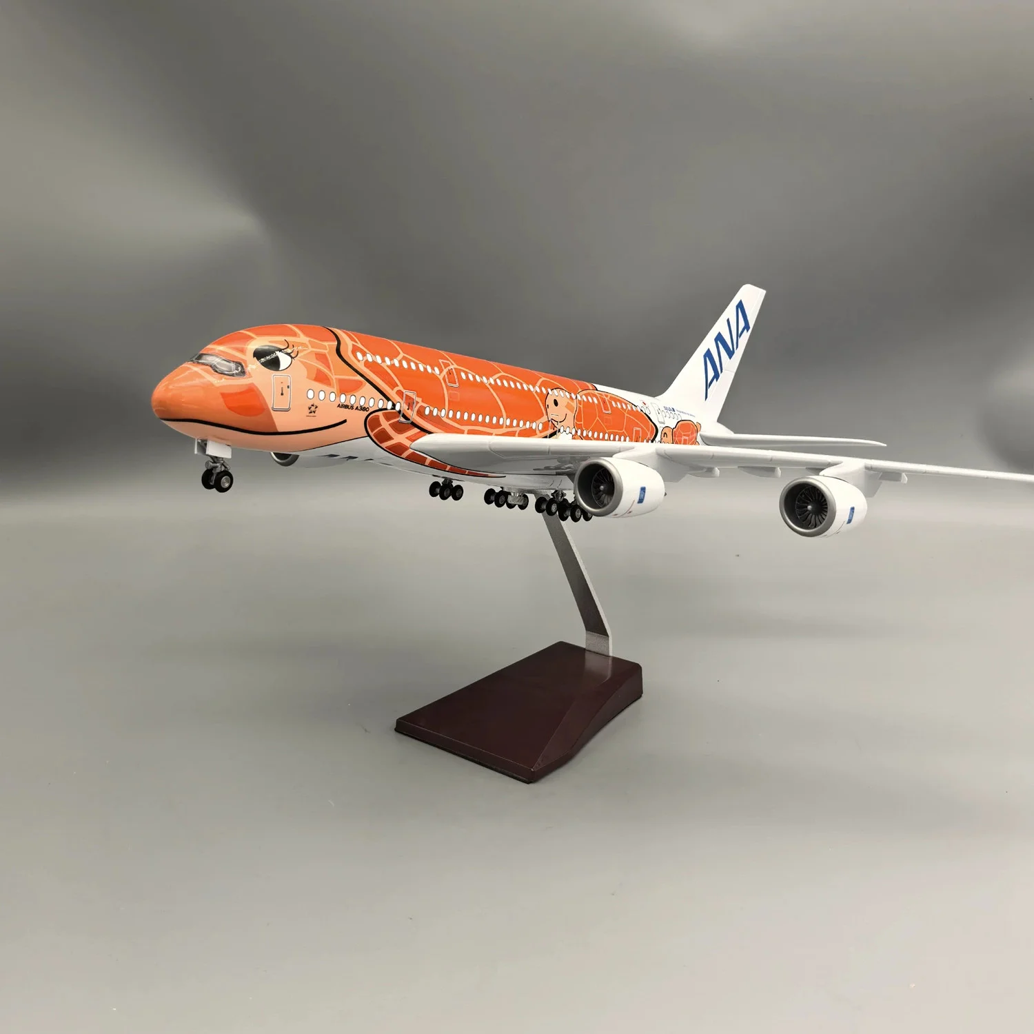 NEW 47CM Airbus a380 Orange Turtle Airplane Model Japan Air ANA