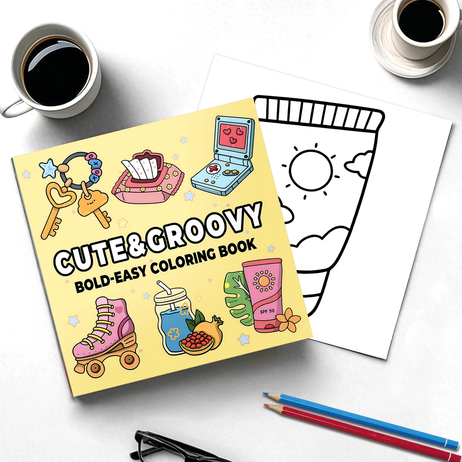 CUTE & GROOVY Bold-easy Coloring Book 24 pages for Adults Picture Book Cute Drawing Books Perfect Gift for Party and Birthday ﻿ 3