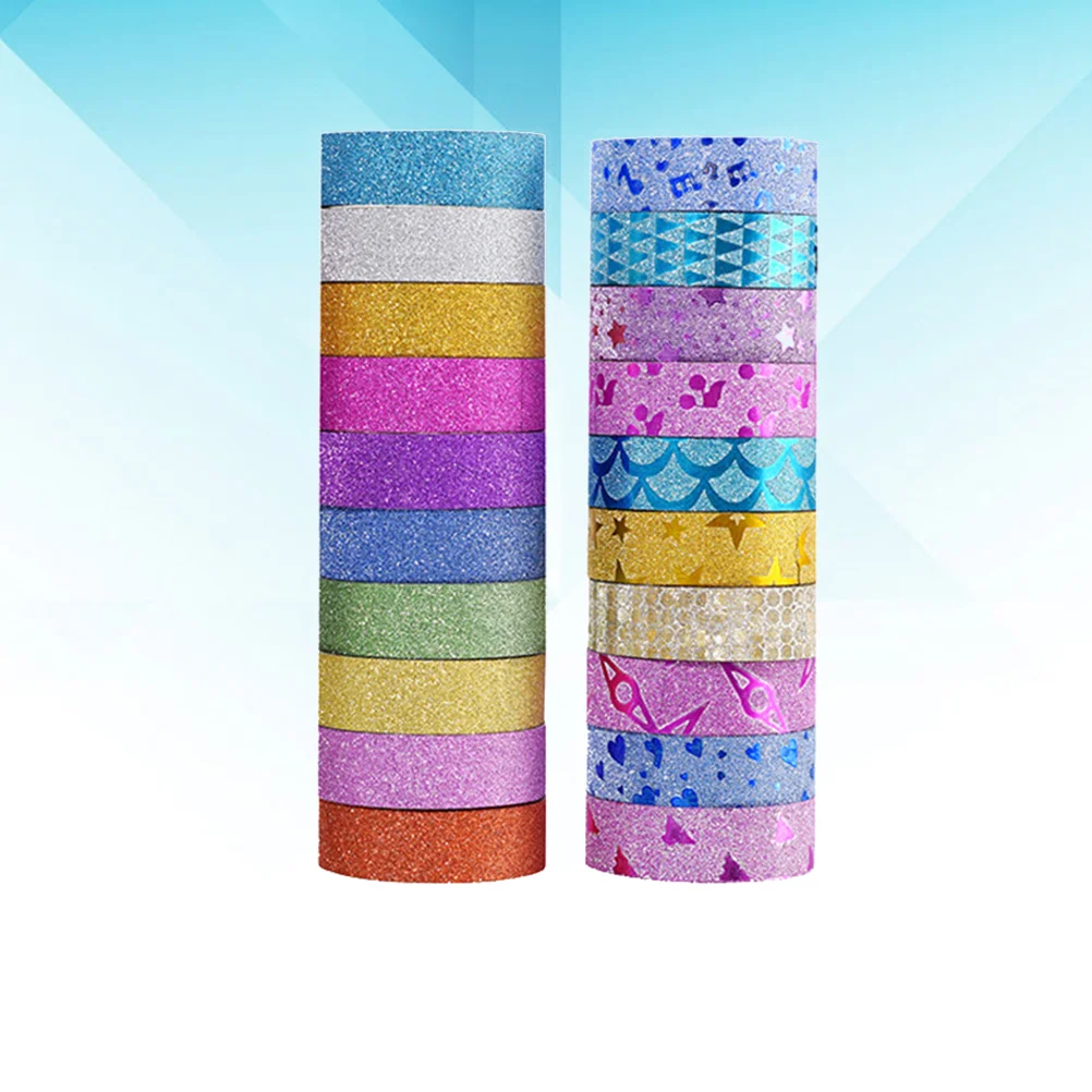 

20 рулонов блестящих лент, наклейки, бумажные клейкие ленты, декоративные этикетки «сделай сам» для офиса и школы (случайные цвета)