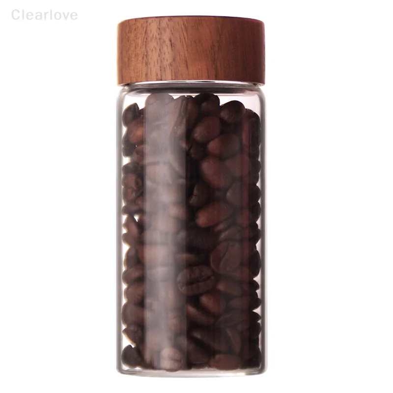 15/20/30ml Single Dose Coffee Bean Storage Tubes With Wood Lid Spice Tea Glass Container Wooden Sealed Bottle Art Rack Decor