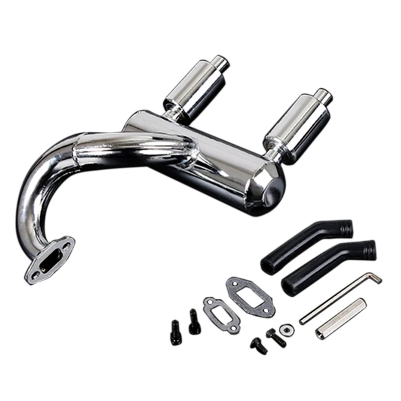 Upgrade Metal Rc Car Double Mute of Exhaust Muffler Pipe for 1/5 Rofun