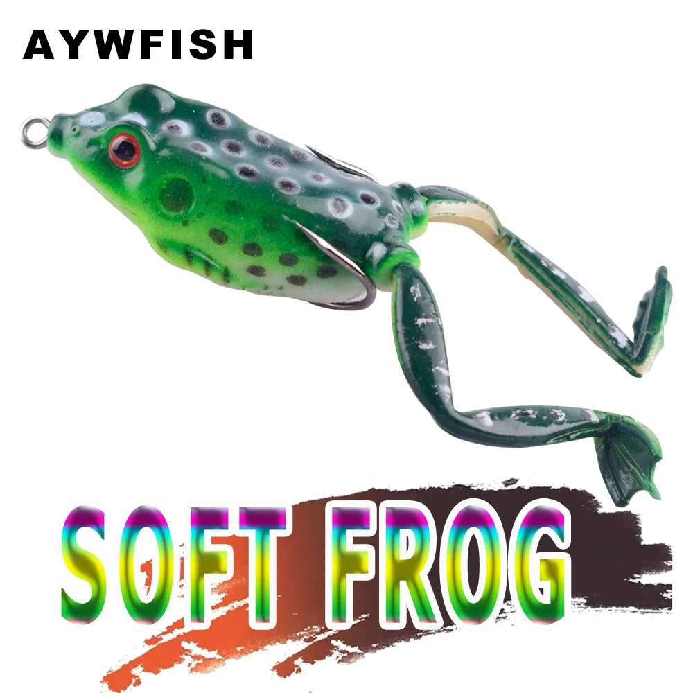 AYWFISH Artificial Fish Bait 5.5CM 15G Soft Plastic Toad Topwater Tackle  Silicon Lifelike Legs Jumping Soft Frogs Fishing Lures