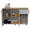 Kitchen Island Cart Victoria, Four Interior Shelves, Six Carters, One Drawer, Double Door Cabinet White / Light Oak 5