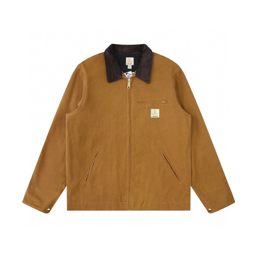 

DAFEILI Spring Summer Casual Vintage Washed Mesh Lining Work Wear Canvas Detroit Jackets
