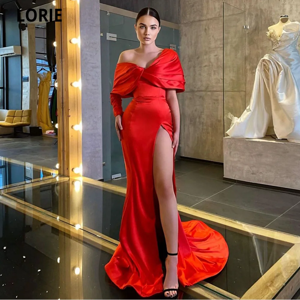 

LORIE вечерние платья-русалки 2022 с Боковым Разрезом красное платье с одним рукавом для вечеринки выпускного вечера Роскошные платья для помолвки