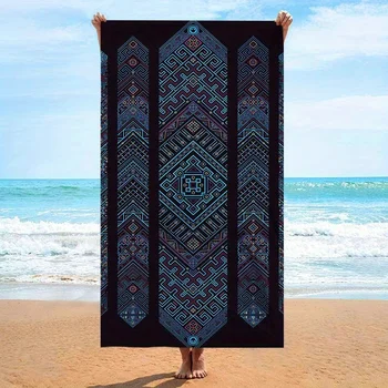 Asciugamano da spiaggia con stampa geometrica, protezione solare, antivento, adatto per piscina, campeggio, coperta da viaggio 1