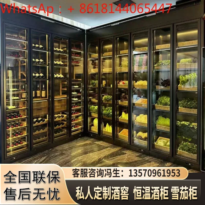 Stainless steel constant temperature wine cabinet display cabinet villa club wine cellar oak display