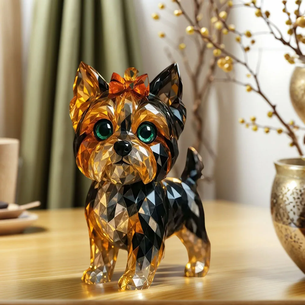 Creative Fake Crystal Resin Painted Animal Statue Mini Collectible Art Clear Statue Home Office Desktop Decoration Ornament
