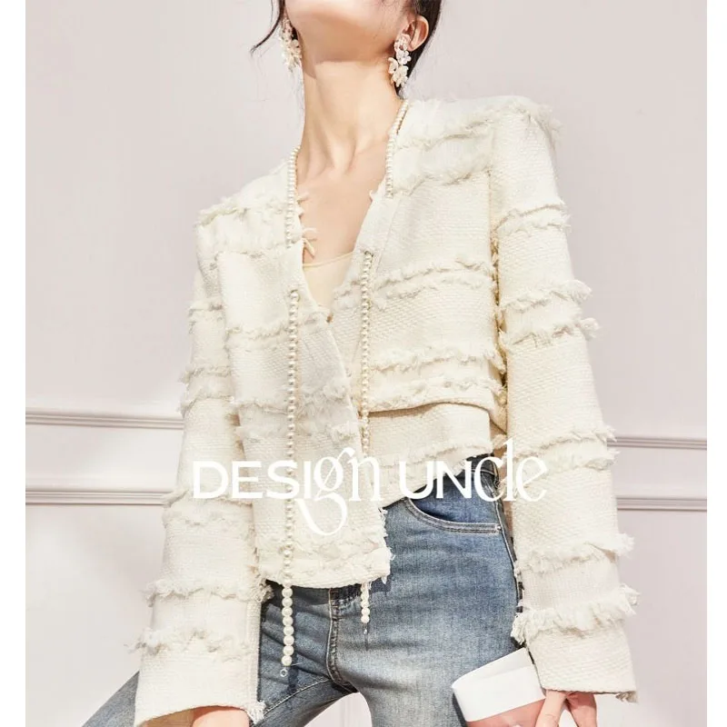 Women's New Small Fragrance Style Autumn Fashionable Temperament V-neck Tassel Short Long Sleeved Comfortable Versatile Top Coat