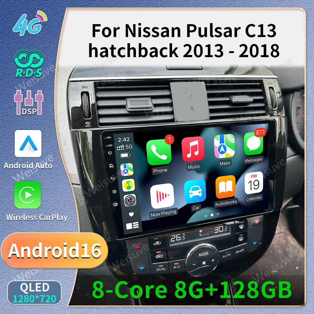 Reproductor Android Auto para Nissan Pulsar C13 hatchback 2013 - 2018 Radio de coche Multimedia Video Navegación Estéreo SIN 2din DVD Estéreo 1