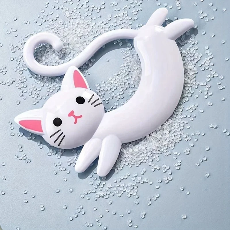 A19F-Wall-Mounted Cat-Shaped Towel Bar, Punch-Free Cute Towel Rack, Cartoon Rack Behind The Door