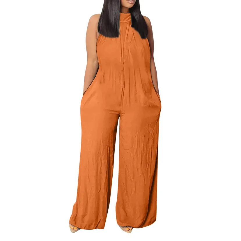 Loose Ladies Onesie Bodysuit Casual Female Women Sleeveless One-Piece Wide Leg Romper Overalls Jumpsuit Streetwear Plus Size 6