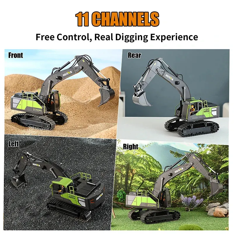 HUINA 1:16/1:18 11 Channels Engineering Car 2.4G Remote Control Bulldozer Truck Dumper Excavator Duty Bulldozer Metal Shovel Toy 4