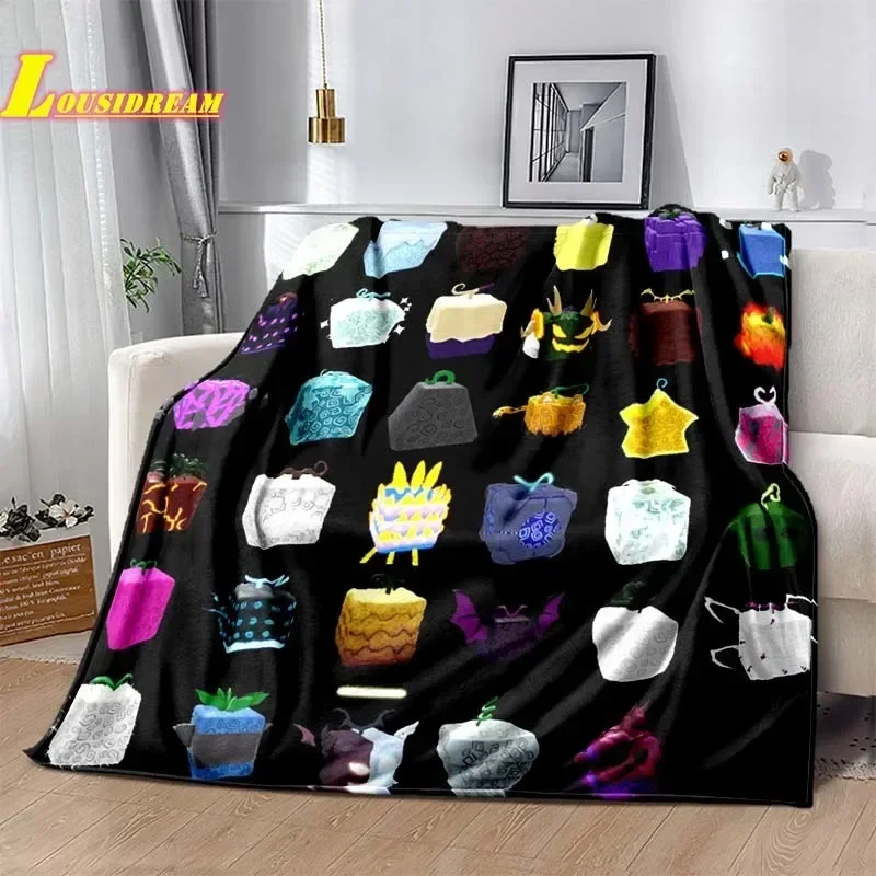 Cartoon game B-blox fruits printed blanket comfortable and beautiful children's blanket sofa sheet travel quilt birthday gift 3