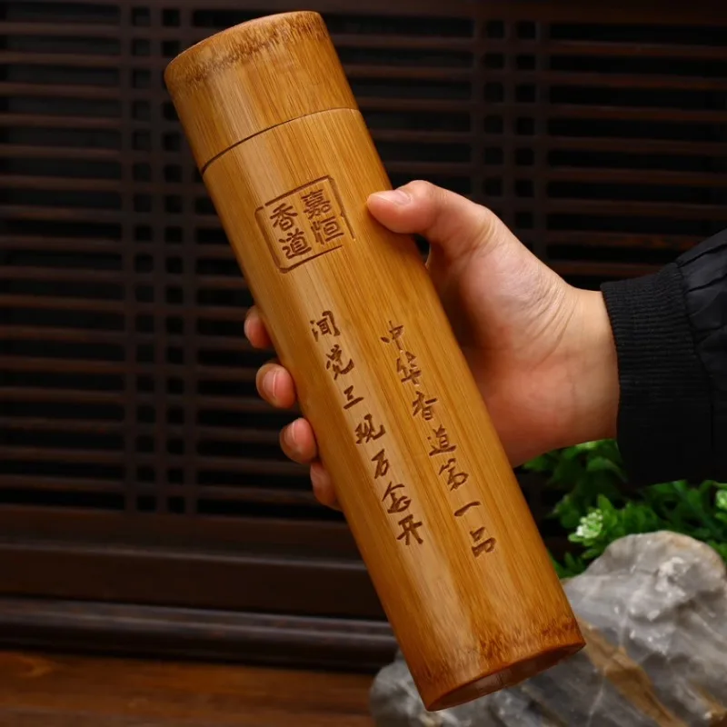 35CM Natural Bamboo Incense Stick Cylinder Household Decoration Indoor Tea Room sealed Moisture-proof Tube Joss Stick Barrel Incense Holder