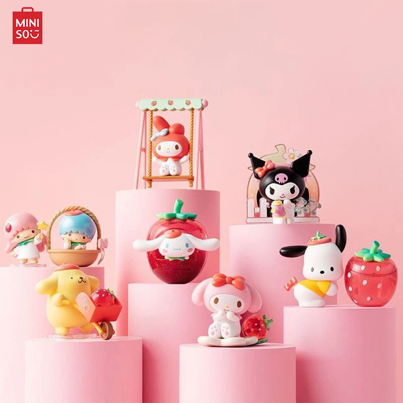 

В наличии Miniso Sanrio персонажи клубники серии «My Melody» Kuromi Cinnamoroll Pachacco аниме модель подарочные игрушки