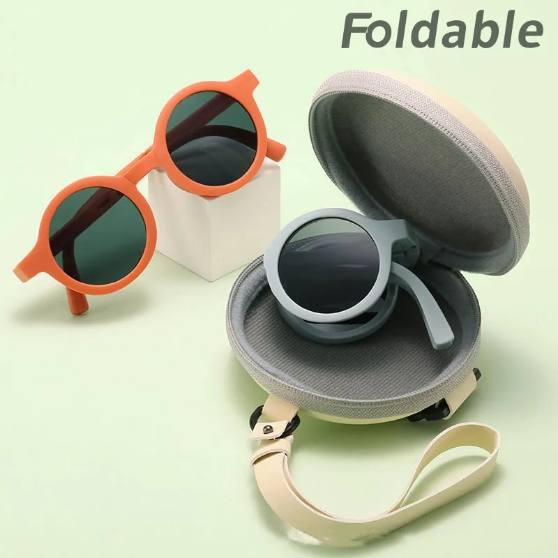 

2023 New Foldable Sunglasses Children Round Frame Boy Girls Baby Portable Outdoor UV400 Eye Protection Classic Goggle Eyewear