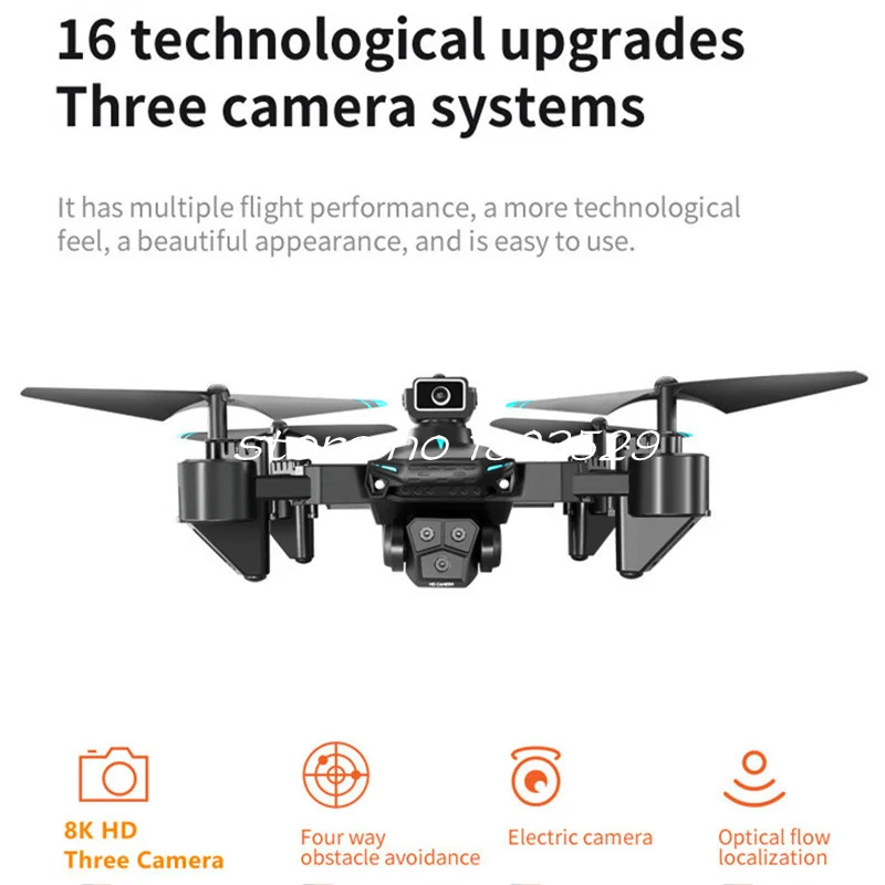 8K 3 카메라 광학 흐름 호버 WIFI FPV RC 드론 Quadcopter 2.4G 스마트 장애물 중력 센서 App 라디오 제어 드론 방지