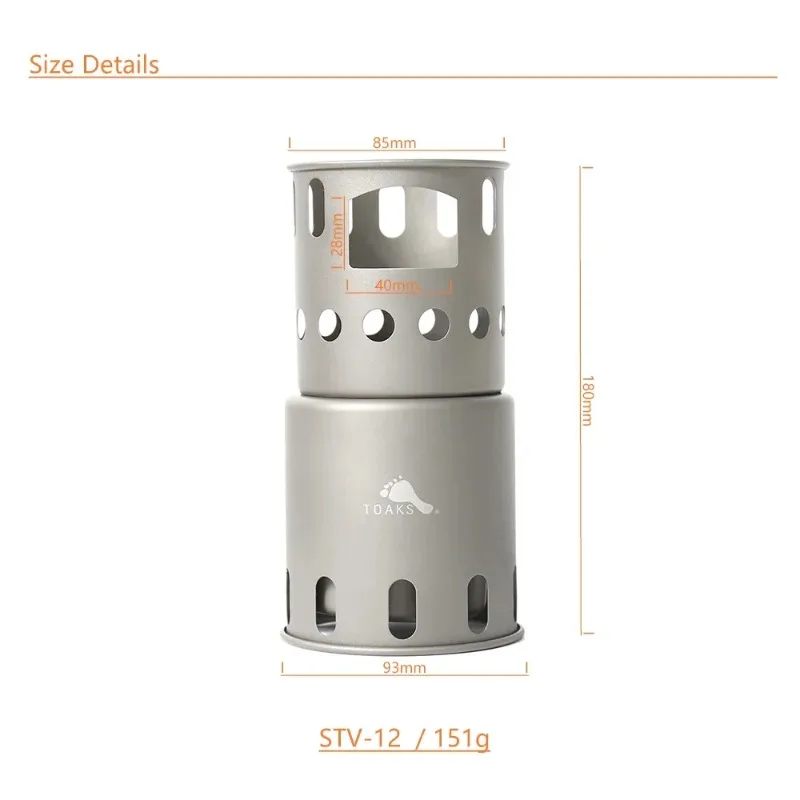 TOAKS Titanium 750ml Pot and Wood Stove STV-12 Ultralight Set for Outdoor Camping Hiking POT-750 & STV-12 3