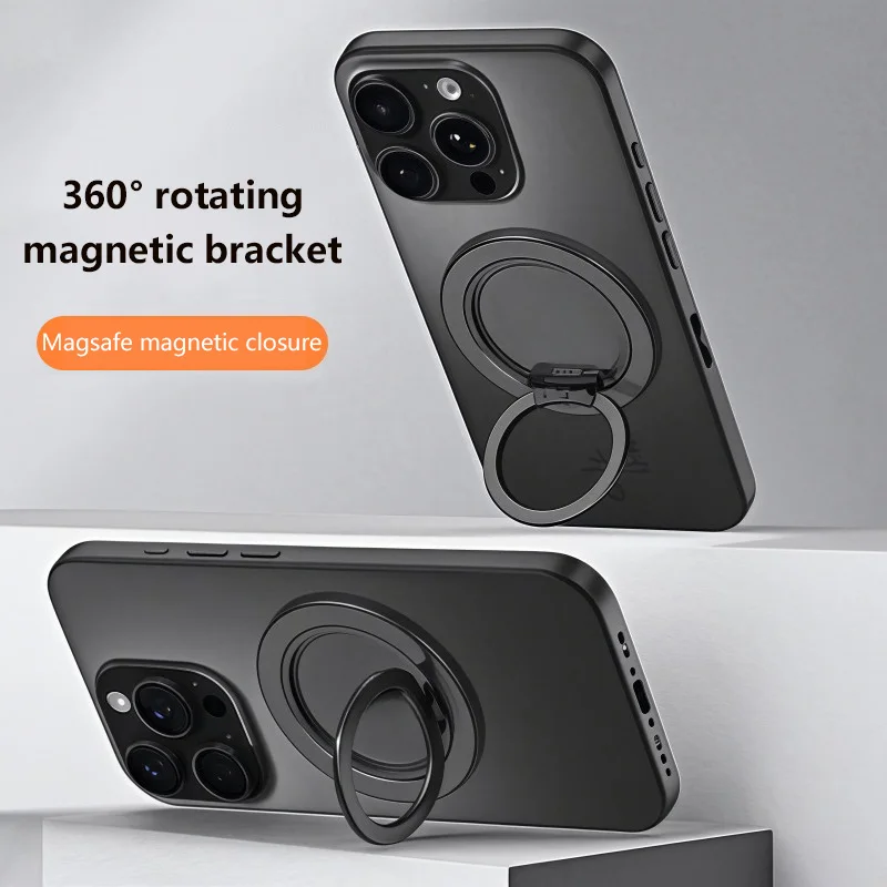 Rotating Magnetic Phone Holder and Kickstand with Finger Grip