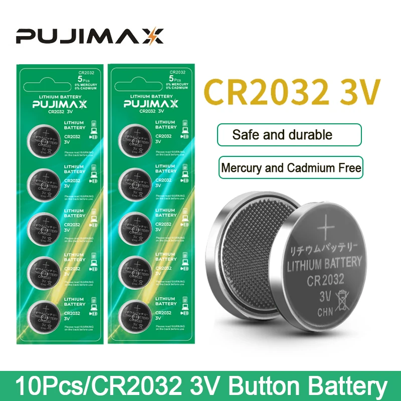 

PUJIMAX Watch Batteries Set CR2032 3V Lithium Battery For Clocks Calculators Toys Button Battery Voltage Stabilization
