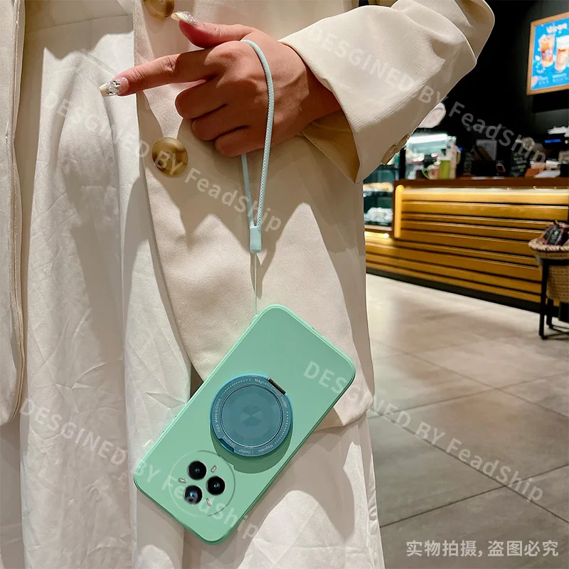 Magnetic Holder Silicone Phone Case with Bracket and Screen Film