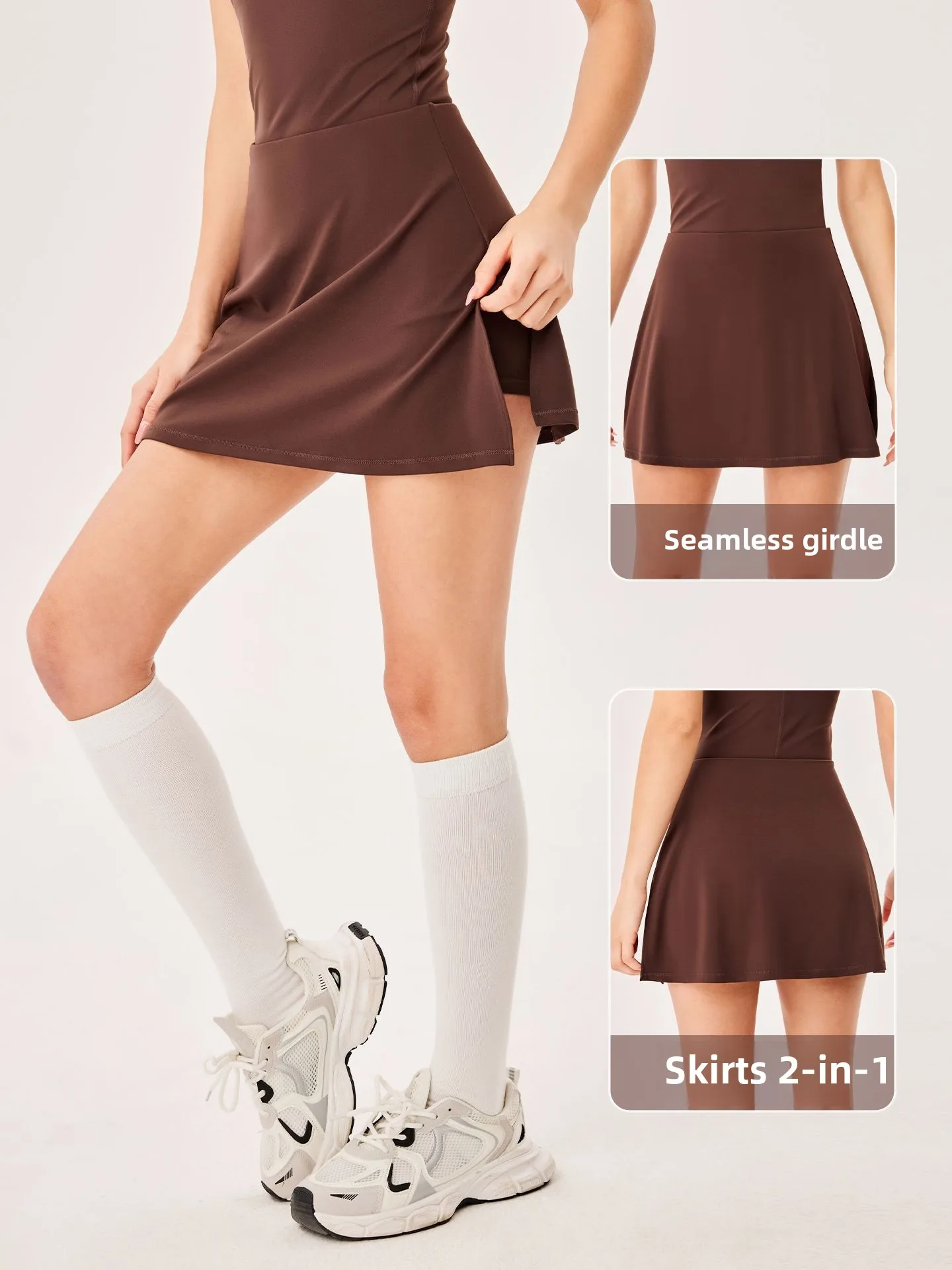 Summer New Sports Skirt Anti Exposure Breathable Women's Solid Color High Intensity Fitness Running Outerwear Skirt