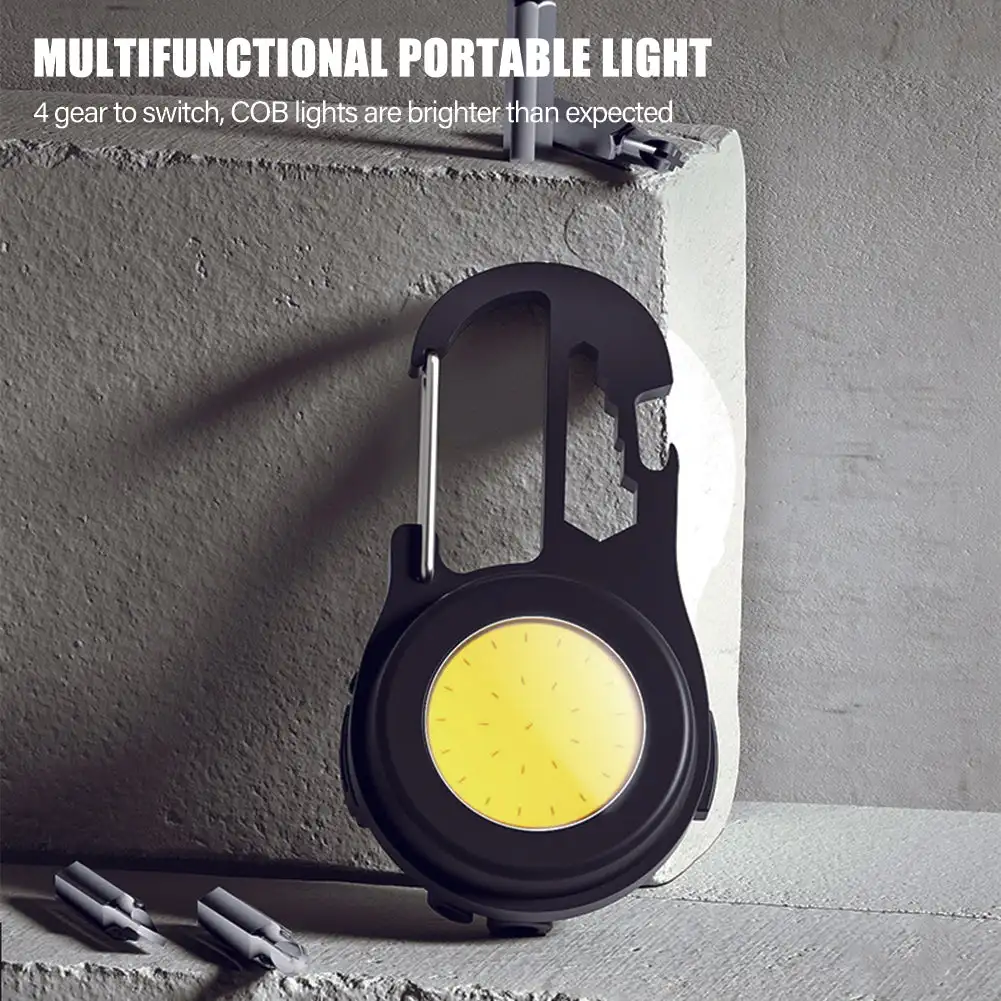 

Multifunctional Mini Work Lamp COB LED Flood Light with Window Breaker Rechargeable Keychain Light Outdoor Fishing Flashlight