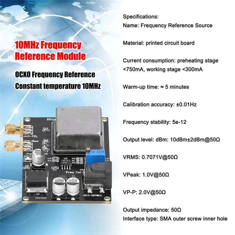 Bruit OCXO-10MHz de phase faible de source de référence morte de technologie de référence morte pour le compteur mort de décodeur sain