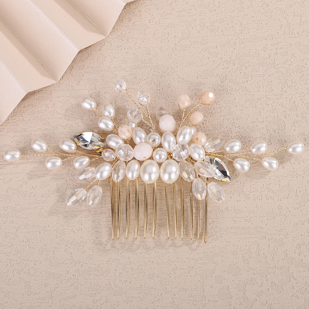 Pearl Crystal Bride Hair Comb for Wedding Hair Accessories Rhinestone Bridal Side Hair Comb Party Hair Jewelry for Women Girl 1 Pearl Crystal Bride Hair Comb for Wedding Hair Accessories Rhinestone Bridal Side Hair Comb Party Hair Jewelry for Women Girl