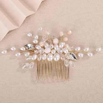 Pearl Crystal Bride Hair Comb for Wedding Hair Accessories Rhinestone Bridal Side Hair Comb Party Hair Jewelry for Women Girl