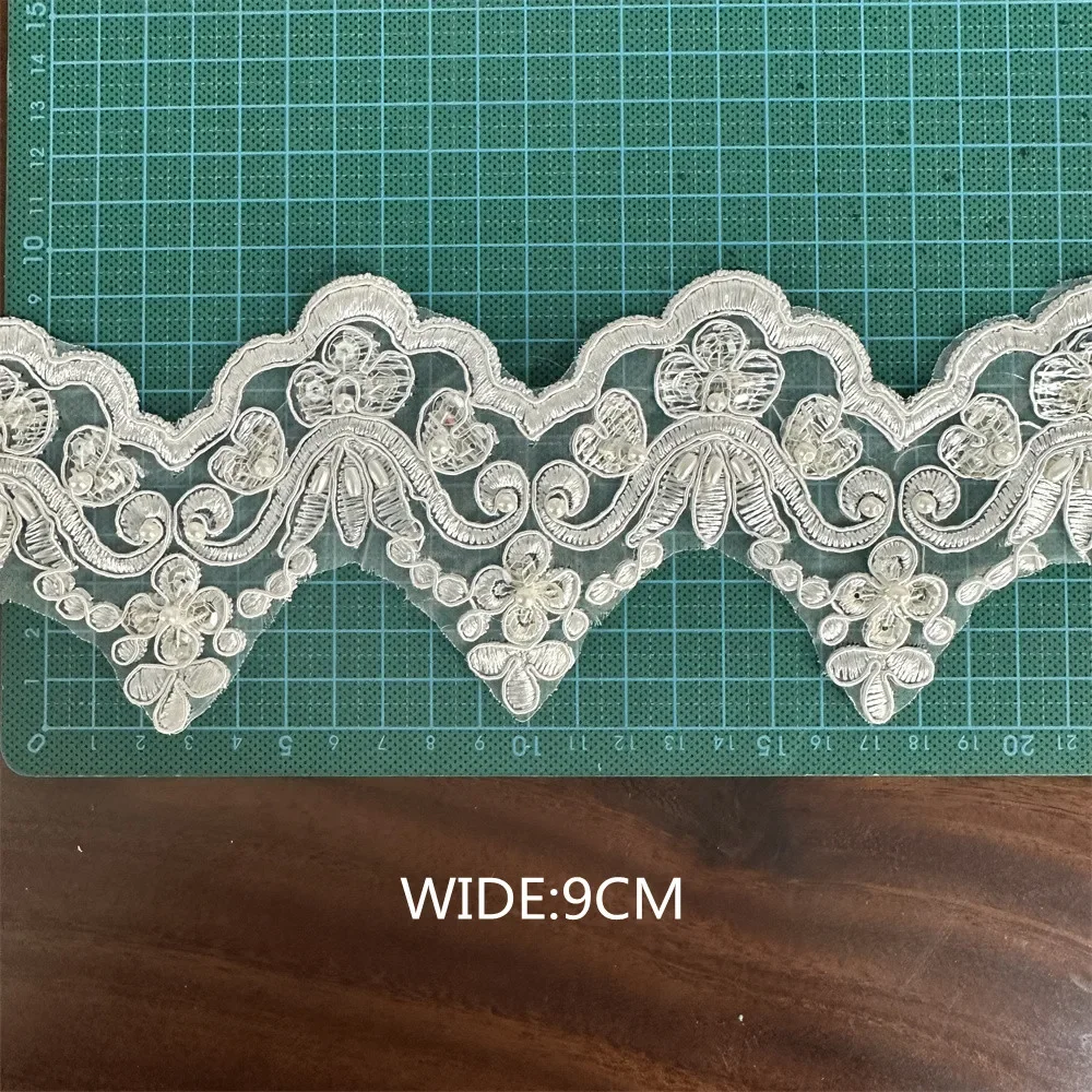 Adorno de encaje de lentejuelas con cuentas de 1 yarda para manualidades  para vestidos de noche - AliExpress, image size:1000x1000