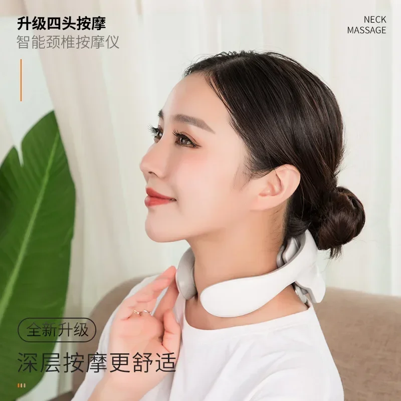 1PS 2/3/4/6/8 Head Rechargeable Heating Portable Intelligent Cervical Massager Breathing Light Vibration Hot Cervical Instrument