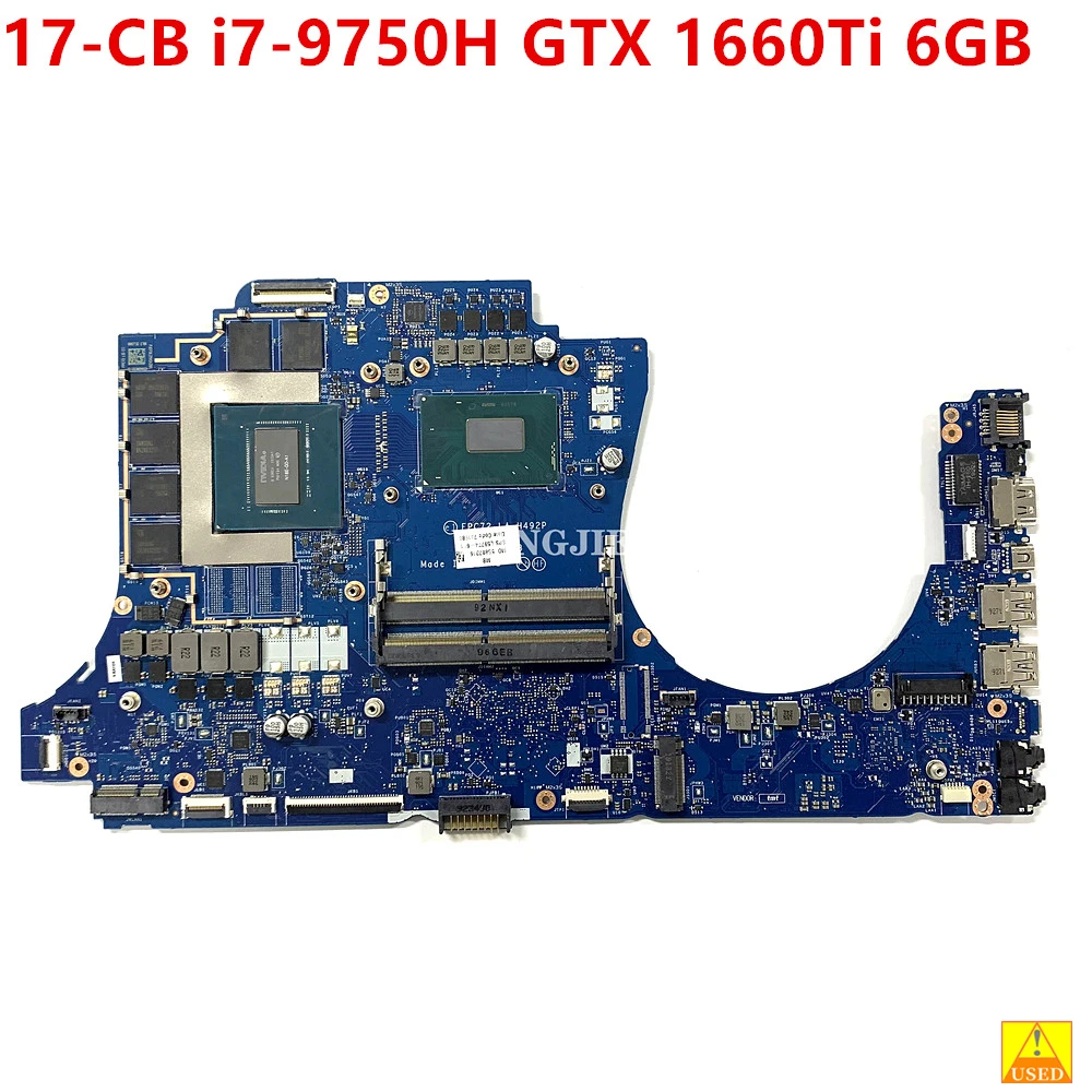 

Used L59774-001 L59774-601 For HP 17T-CB000 17-CB Laptop Motherboard LA-H492P SRF6U I7-9750H CPU + GTX1660TI 6G GPU