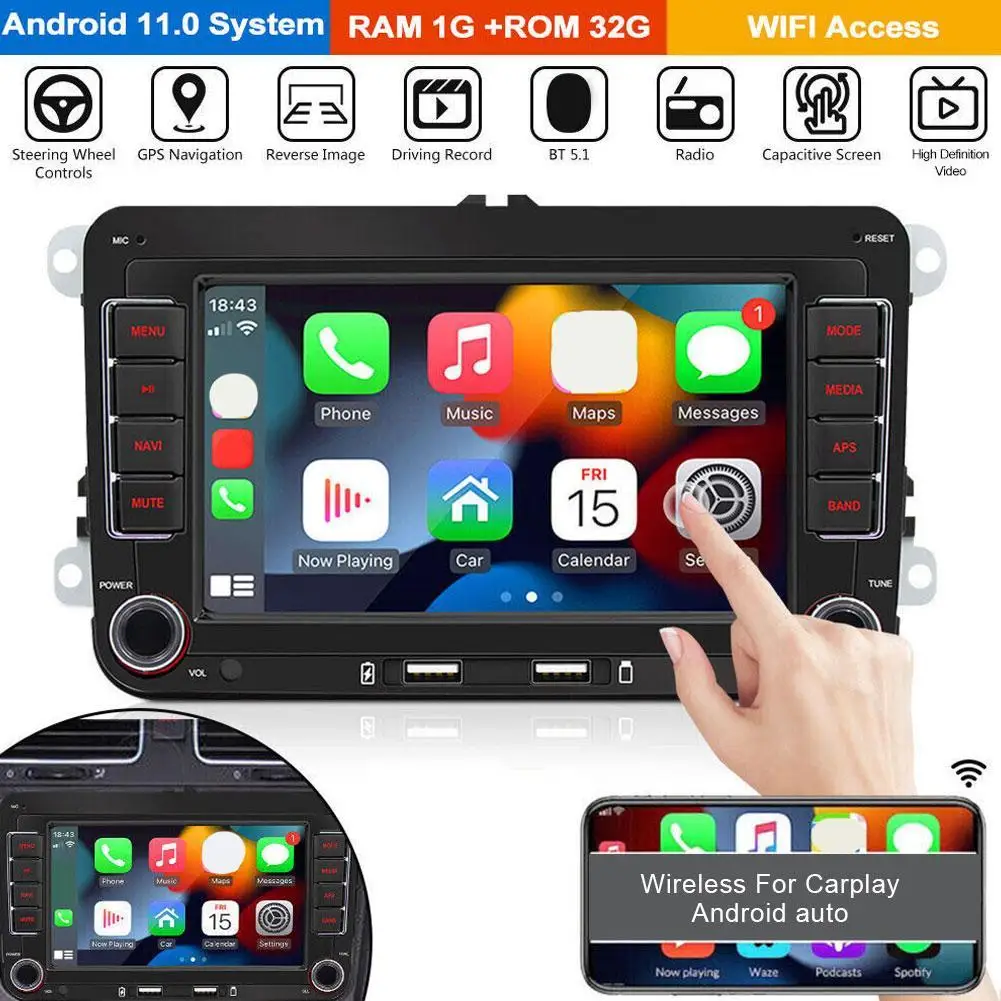 

Car Radio Android Auto 7 Inch 32G Universal Multimedia Player DSP FM RDS AHD CVBS GPS WIFI Autoradio