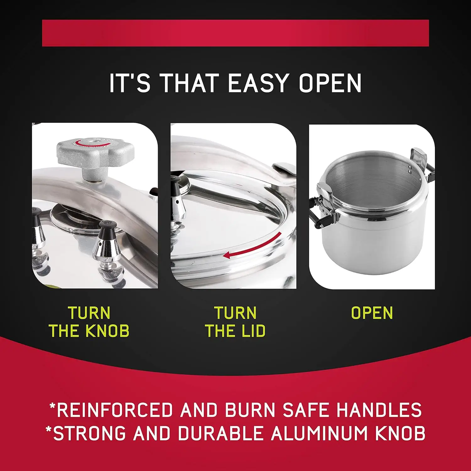 Extra Large 53 Quart / 50 Liter Professional Pressure Cooker, Heavy-Duty Aluminum Construction with Multiple Safety Systems, Com