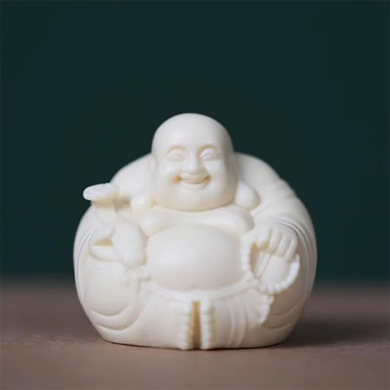 Mini Laughing Buddha Statue, Chinese Lucky Statue, Carved Exquisite Carving, Home Decoration Figurines