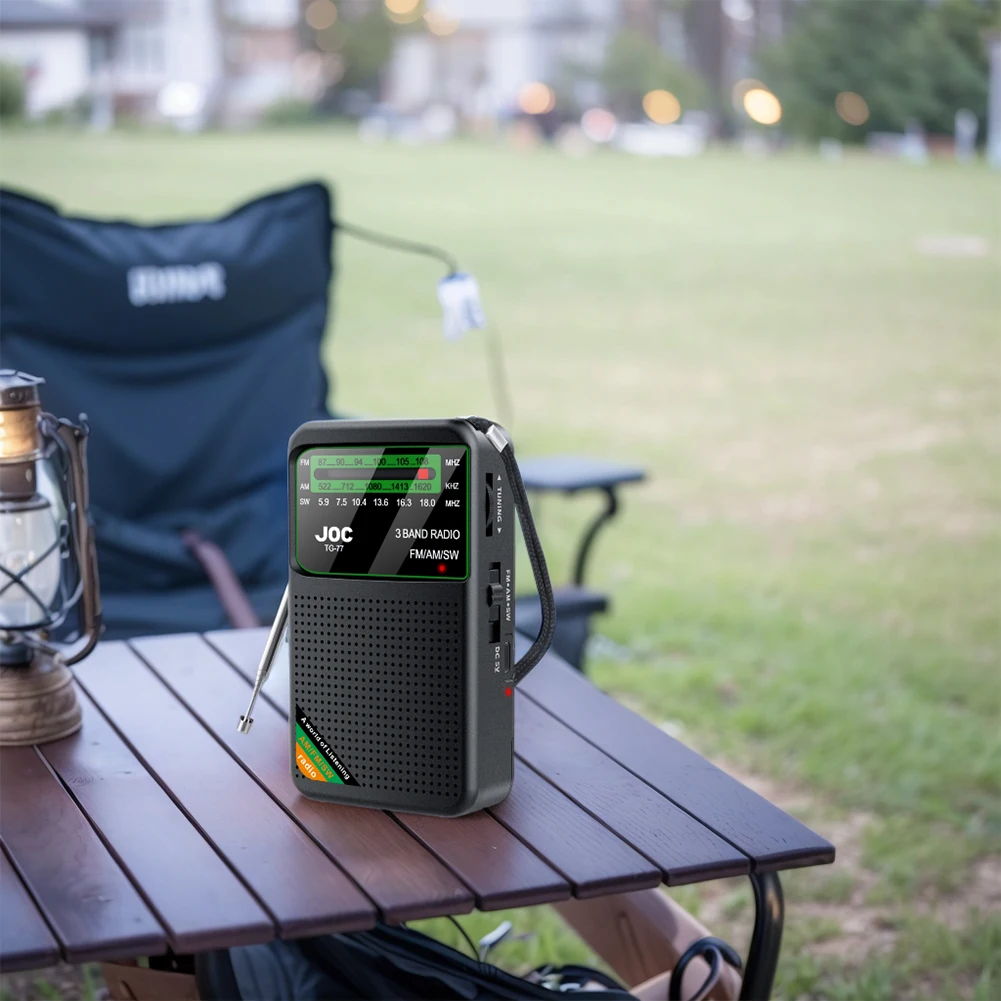 Portable Mini Full Band Radio FM AM SW Radio Built-in Speaker with HD Display Screen for Indoor Outdoor Walk Jogging Gym Camping